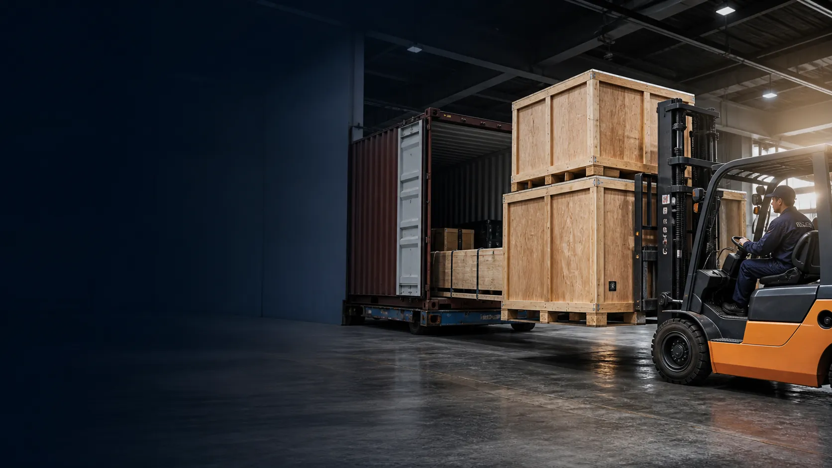 Large commercial cargo prepared for international freight transport